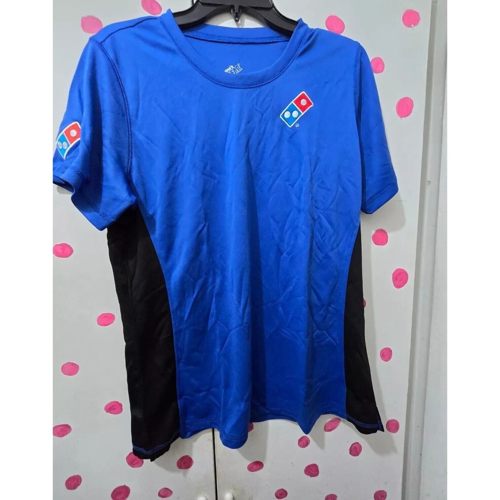 Dominos Pizza Gear Shirt Womens Large Blue Employee Logo Crew Neck T-shirt